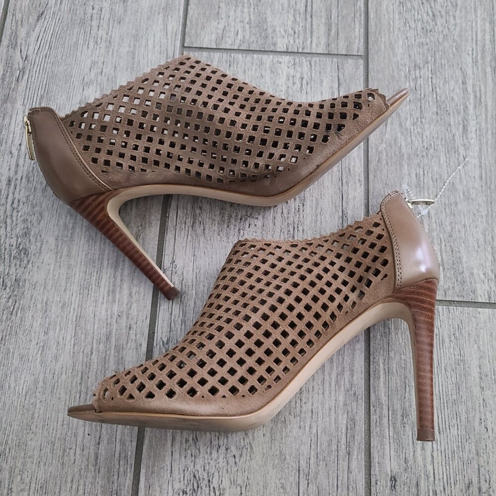 Marc Fisher women's brown Perforated Peep Toe Heeled stiletto booties - Size 8M - Picture 8 of 13